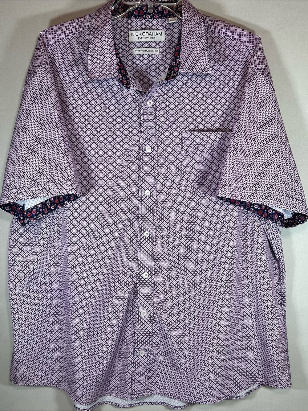 Nick Graham Everywhere Button Up Mens 2XL Purple Geometric Design